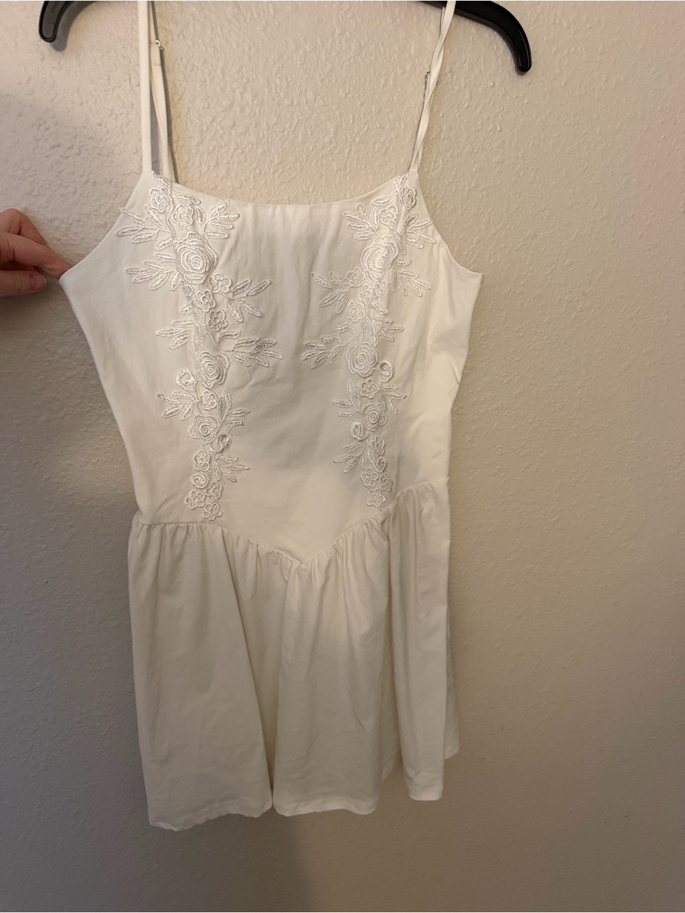 White Embroidered bodice mini Dress